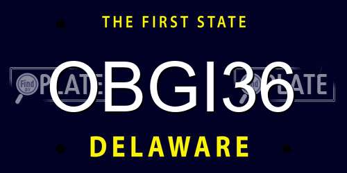 OBGI36 Delaware License Plate