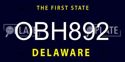 OBH892 Delaware License Plate