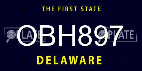 OBH897 Delaware License Plate