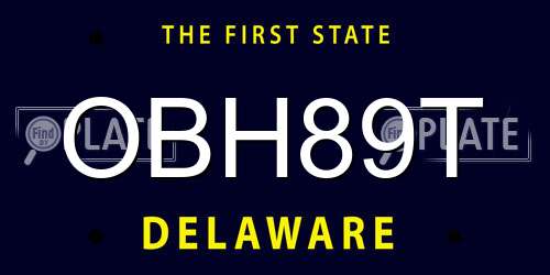 OBH89T Delaware License Plate