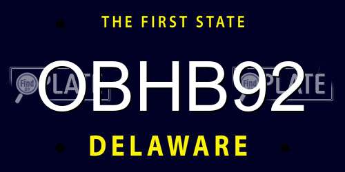 OBHB92 Delaware License Plate