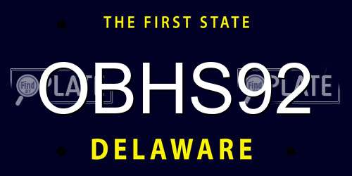 OBHS92 Delaware License Plate