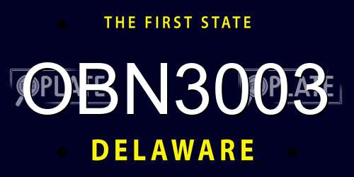 OBN3003 Delaware License Plate