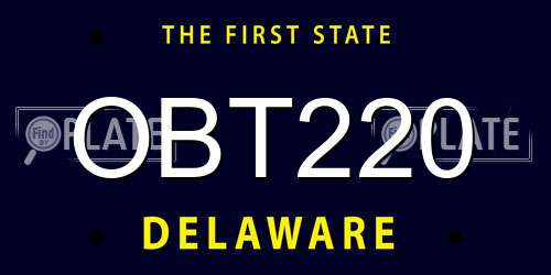 OBT220 Delaware License Plate