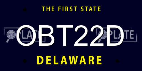 OBT22D Delaware License Plate