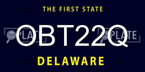OBT22Q Delaware License Plate
