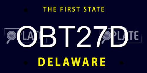 OBT27D Delaware License Plate