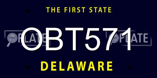 OBT571 Delaware License Plate
