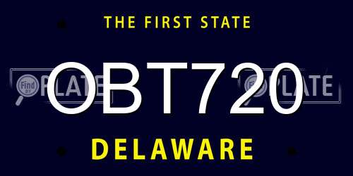 OBT720 Delaware License Plate