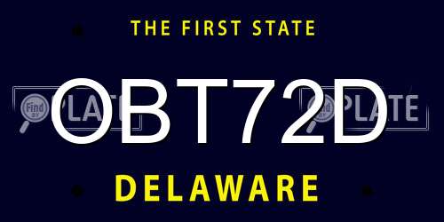 OBT72D Delaware License Plate