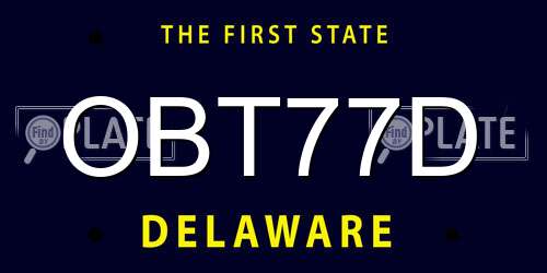 OBT77D Delaware License Plate