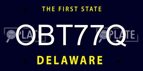 OBT77Q Delaware License Plate