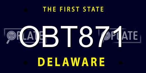 OBT871 Delaware License Plate