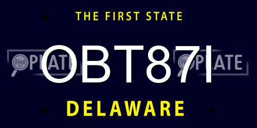 OBT87I Delaware License Plate