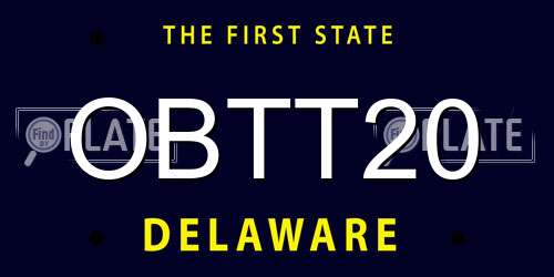 OBTT20 Delaware License Plate