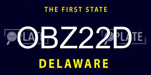OBZ22D Delaware License Plate