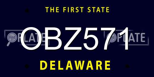 OBZ571 Delaware License Plate