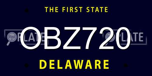 OBZ720 Delaware License Plate