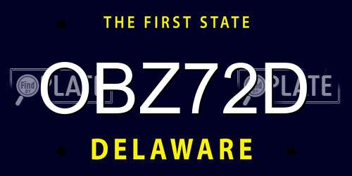 OBZ72D Delaware License Plate