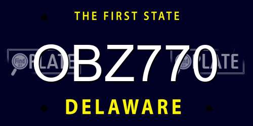 OBZ770 Delaware License Plate