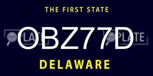 OBZ77D Delaware License Plate