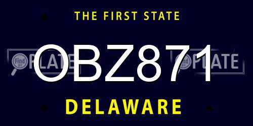 OBZ871 Delaware License Plate