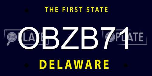 OBZB71 Delaware License Plate