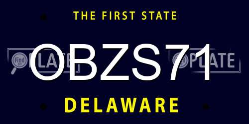 OBZS71 Delaware License Plate