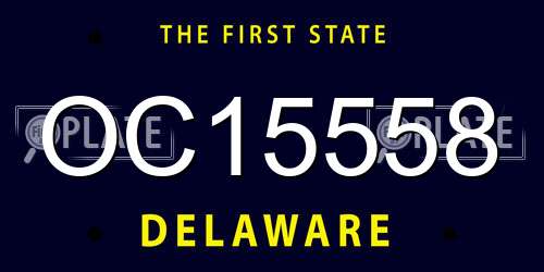 OC15558 Delaware License Plate
