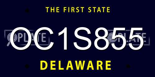 OC1S855 Delaware License Plate