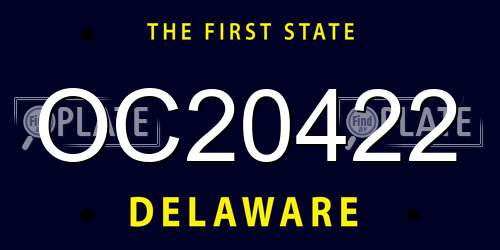 OC20422 Delaware License Plate