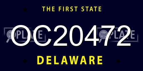 OC20472 Delaware License Plate