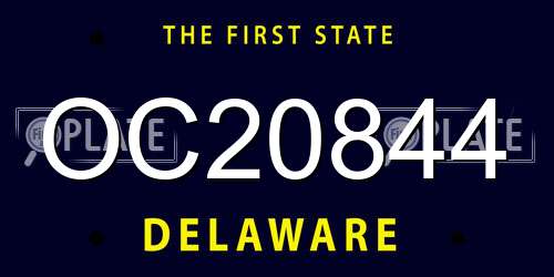 OC20844 Delaware License Plate
