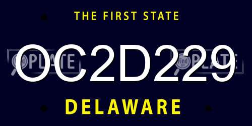 OC2D229 Delaware License Plate