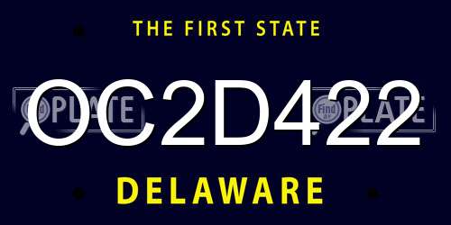 OC2D422 Delaware License Plate
