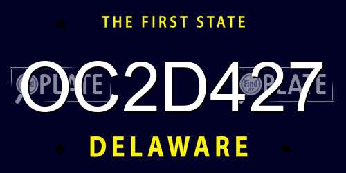 OC2D427 Delaware License Plate
