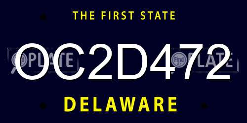OC2D472 Delaware License Plate