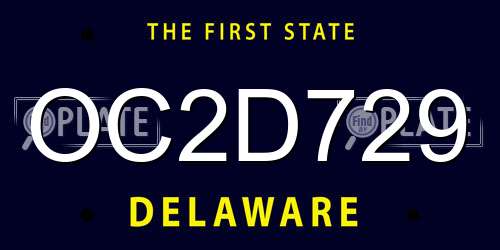 OC2D729 Delaware License Plate