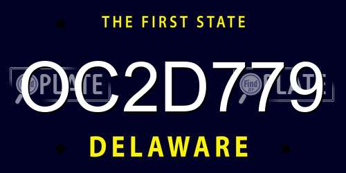 OC2D779 Delaware License Plate