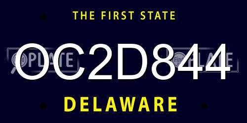 OC2D844 Delaware License Plate