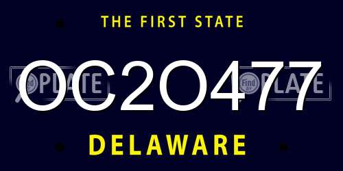 OC2O477 Delaware License Plate