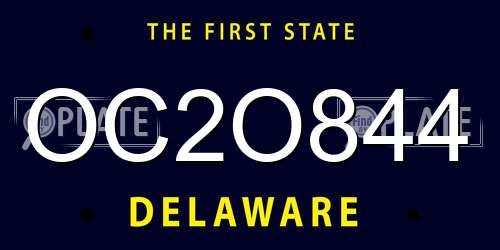 OC2O844 Delaware License Plate