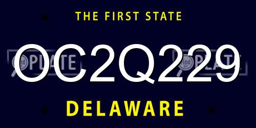 OC2Q229 Delaware License Plate