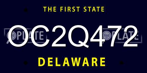 OC2Q472 Delaware License Plate