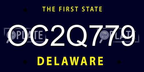 OC2Q779 Delaware License Plate
