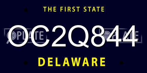 OC2Q844 Delaware License Plate