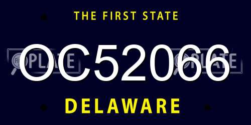 OC52066 Delaware License Plate
