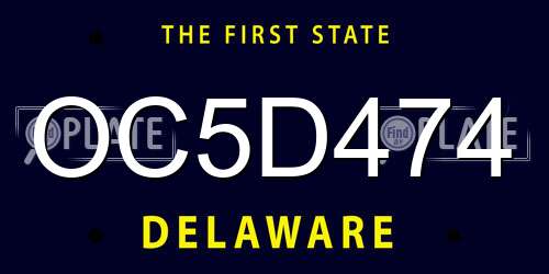 OC5D474 Delaware License Plate