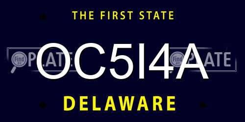 OC5I4A Delaware License Plate