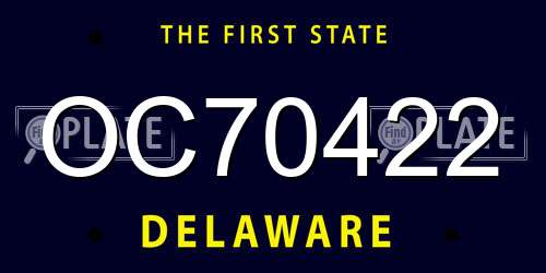 OC70422 Delaware License Plate